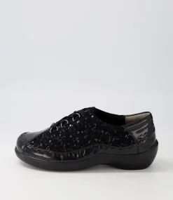 Allsorts Xw Black Sparkle Lace Up Flats