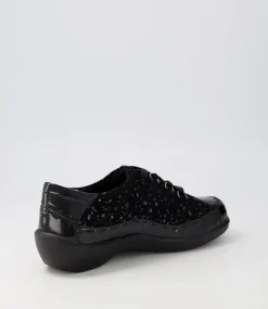 Allsorts Xw Black Sparkle Lace Up Flats
