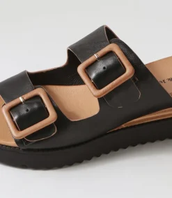Alphie Black Tan Leather Mules