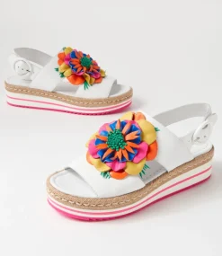Amare White Bright Multi Leather Espadrilles