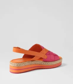 Ames Bright Orange Fuchsia Leather Sandals