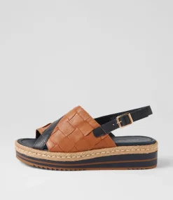 Ames Navy Dark Tan Leather Espadrilles