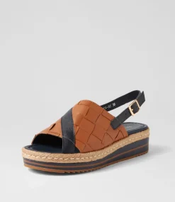 Ames Navy Dark Tan Leather Espadrilles