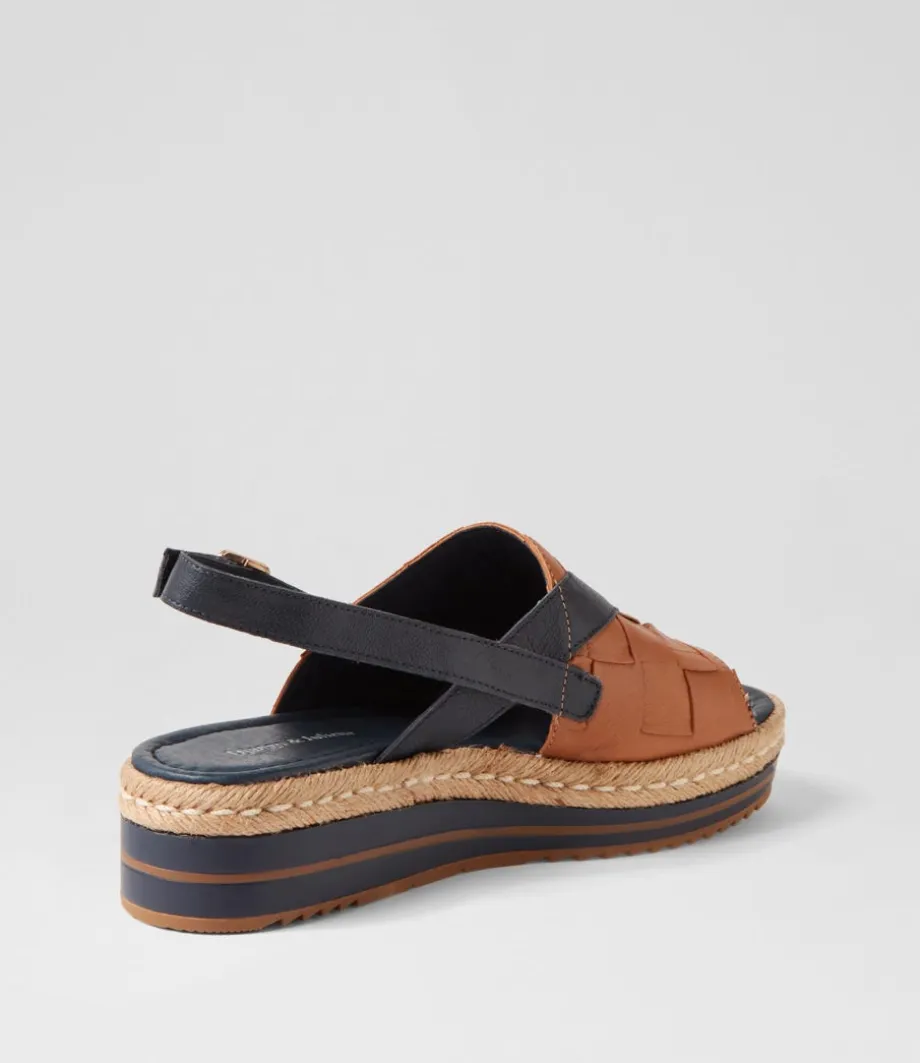 Ames Navy Dark Tan Leather Espadrilles