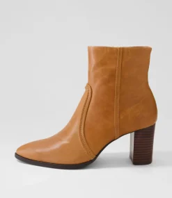 Anahi Cognac Leather Ankle Boots