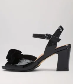 Antonia W Black Patent Suede Sandals