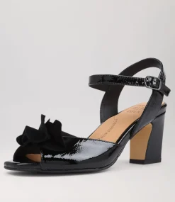 Antonia W Black Patent Suede Sandals