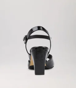 Antonia W Black Patent Suede Sandals