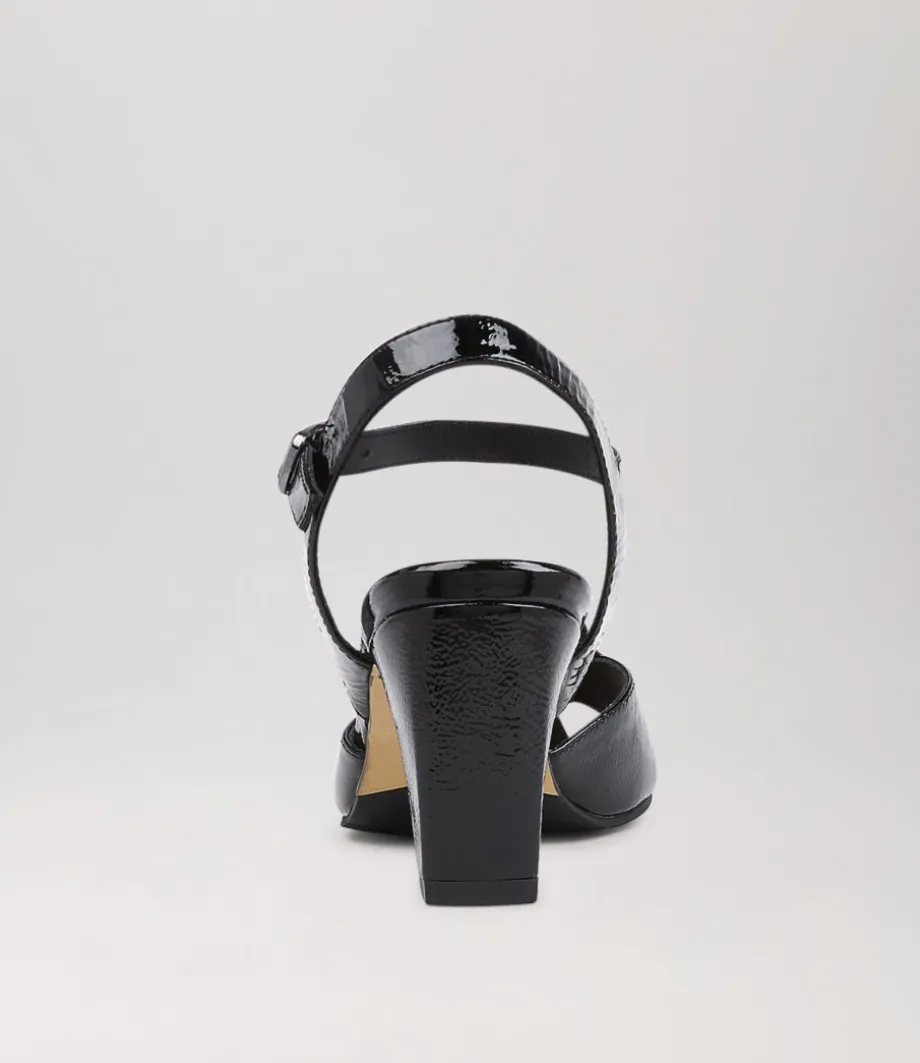 Antonia W Black Patent Suede Sandals