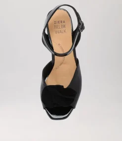 Antonia W Black Patent Suede Sandals