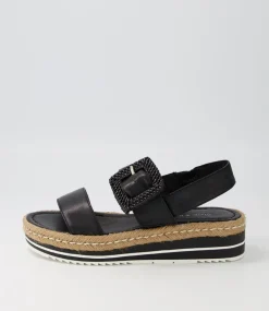 Antons Black Leather Espadrilles