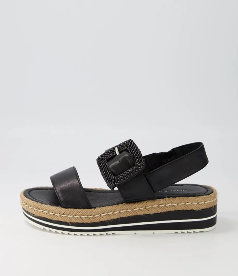Antons Black Leather Espadrilles