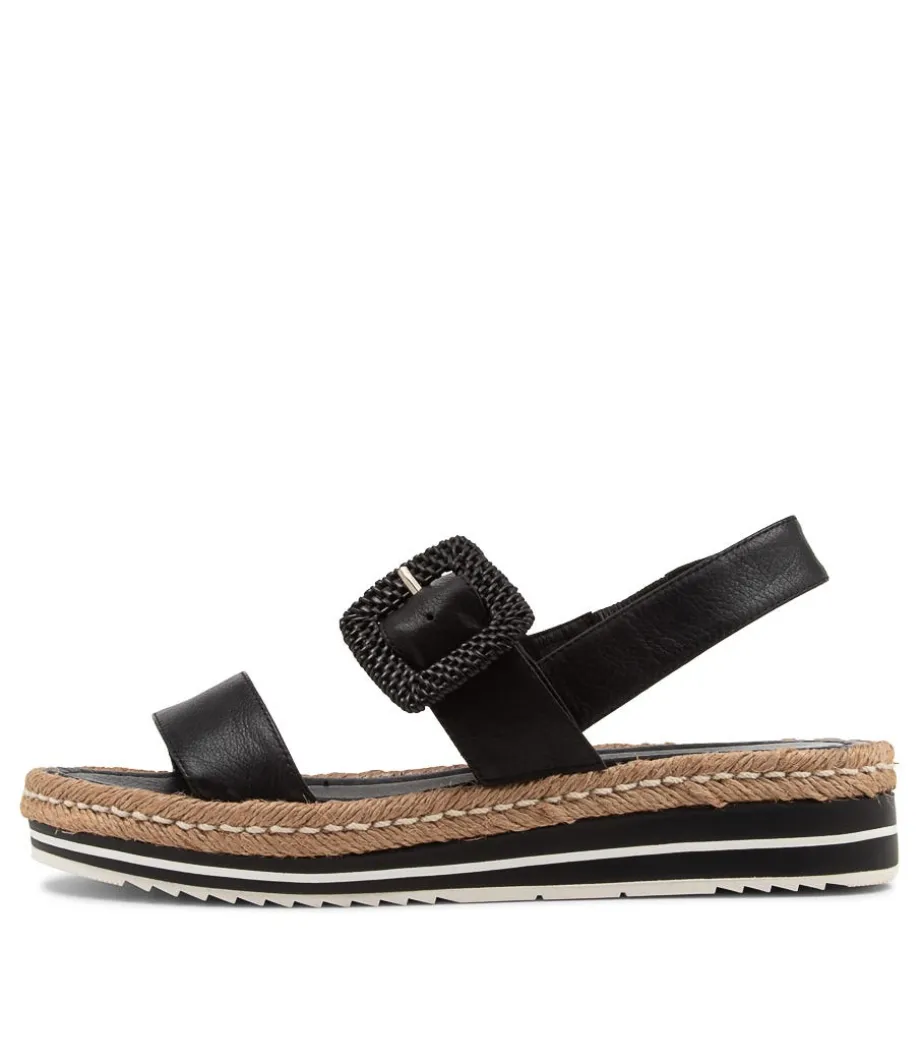 Antons Black Leather Espadrilles