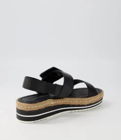 Antons Black Leather Espadrilles