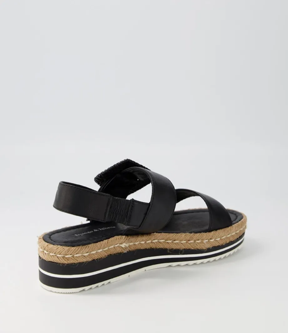 Antons Black Leather Espadrilles