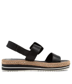 Antons Black Leather Espadrilles