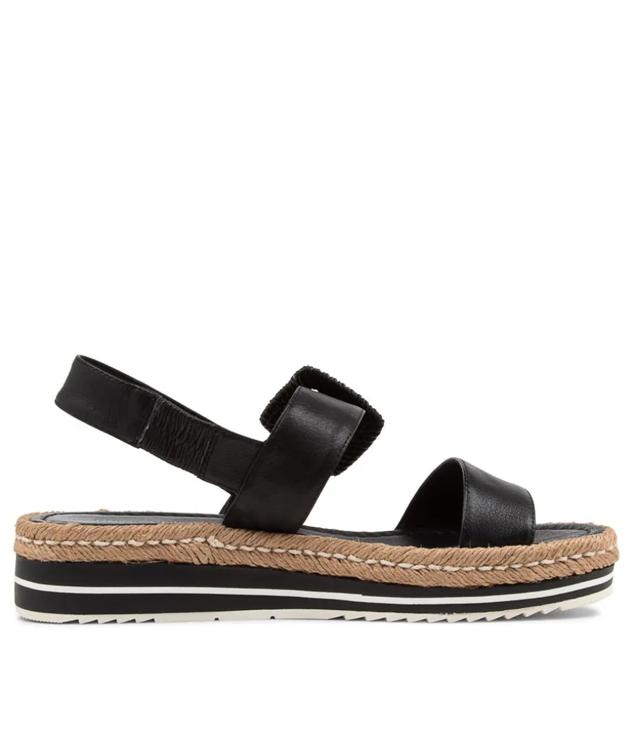 Antons Black Leather Espadrilles