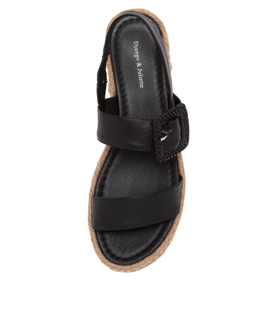 Antons Black Leather Espadrilles