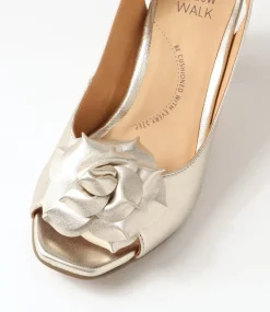 Aprills W Pale Gold Leather Sandals