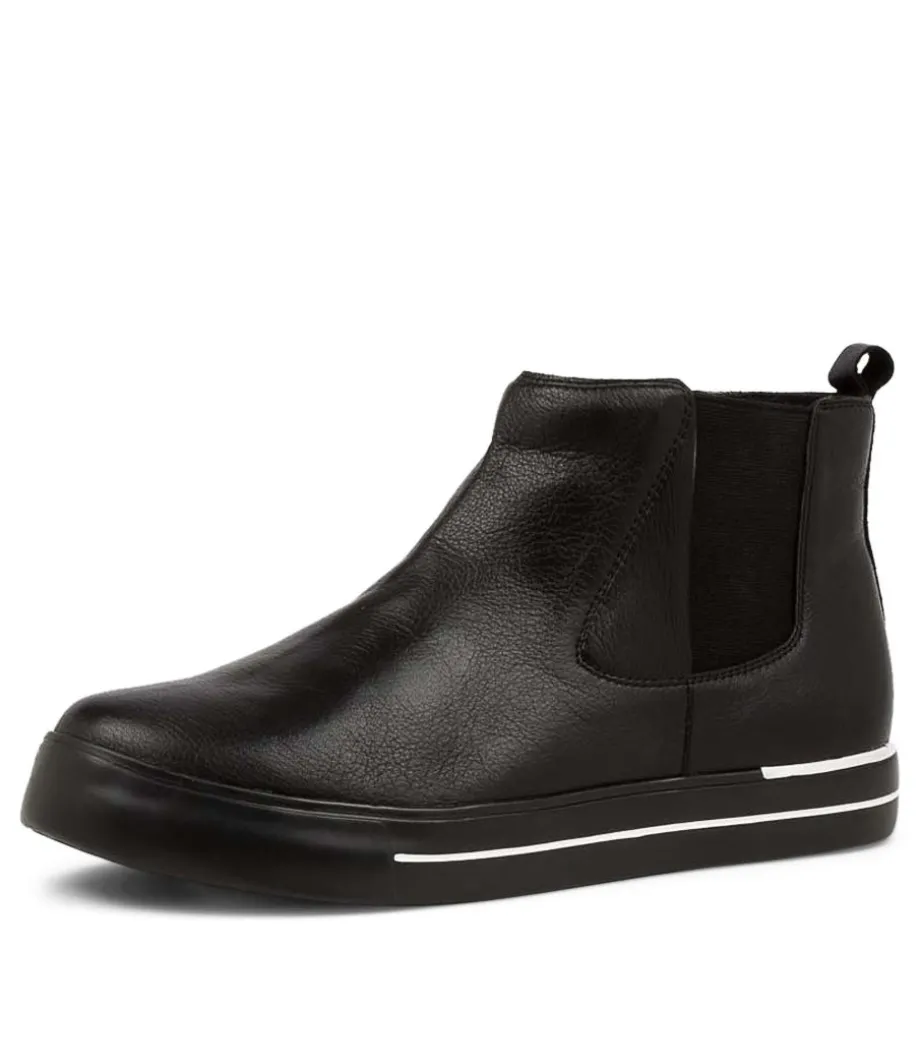 Arianah W Black Leather Ankle Boots Bs