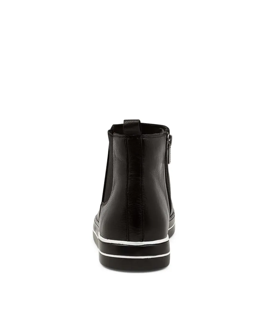 Arianah W Black Leather Ankle Boots Bs