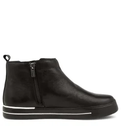 Arianah W Black Leather Ankle Boots Bs