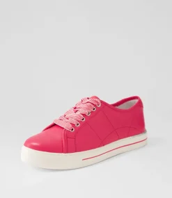 Ashleen W Bright Pink Leather Sneakers