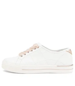 Ashleen W White Rose Gold Leather Sneakers