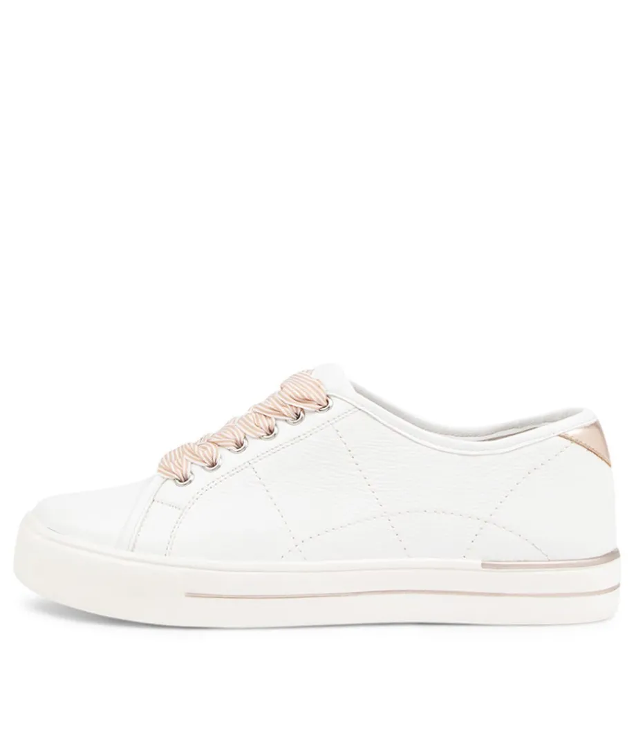 Ashleen W White Rose Gold Leather Sneakers