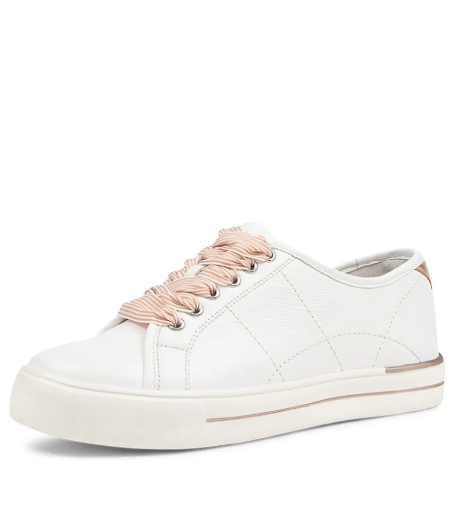 Ashleen W White Rose Gold Leather Sneakers