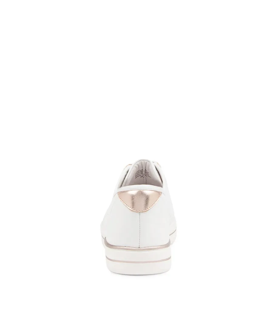 Ashleen W White Rose Gold Leather Sneakers