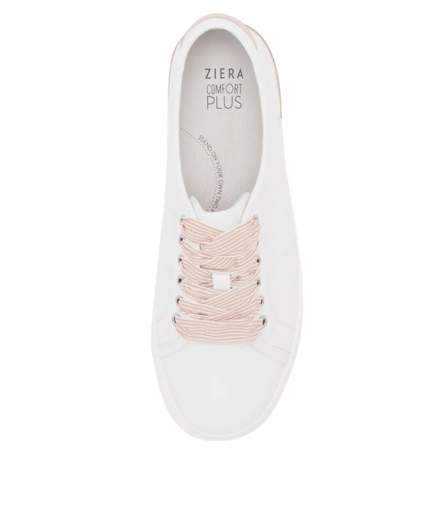 Ashleen W White Rose Gold Leather Sneakers