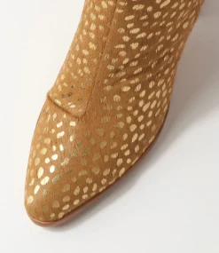 Astronomy Gold Dot Leopard Pony Ankle Boots