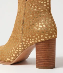 Astronomy Gold Dot Leopard Pony Ankle Boots