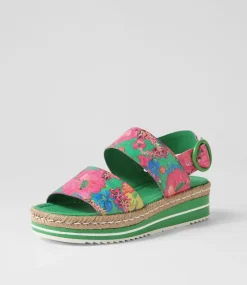 Atha Emerald Flowermania Leather Espadrilles