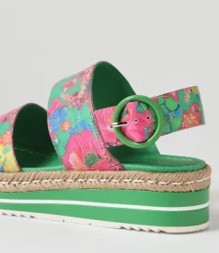 Atha Emerald Flowermania Leather Espadrilles