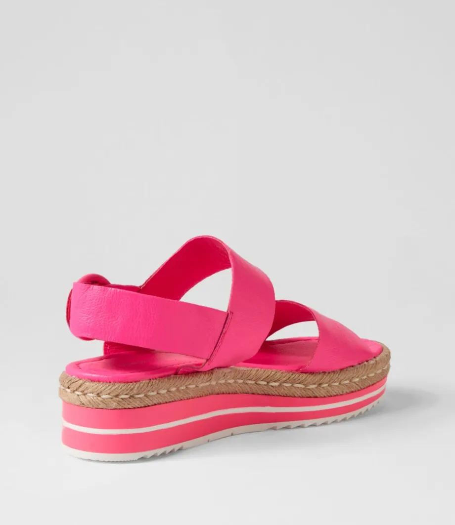 Atha Hot Pink Leather Espadrilles