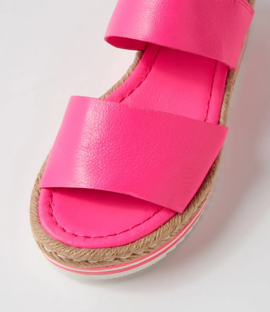 Atha Hot Pink Leather Espadrilles