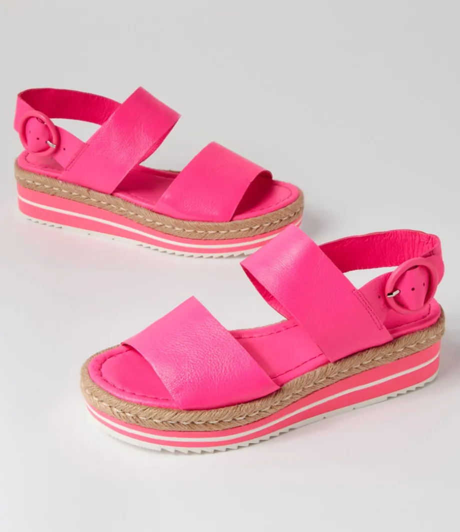 Atha Hot Pink Leather Espadrilles