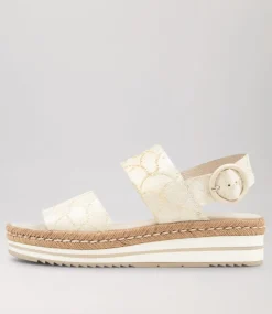 Atha White Frill Leather Espadrilles