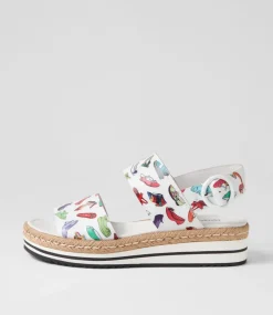 Atha White Shoe Print Leather Espadrilles