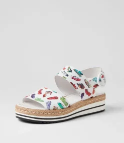 Atha White Shoe Print Leather Espadrilles