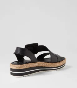 Atory Black Leather Espadrilles