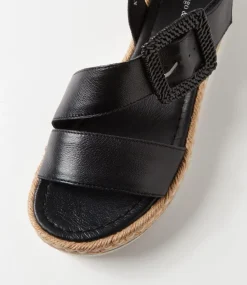 Atory Black Leather Espadrilles