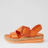 Atory Bright Orange Leather Sandals