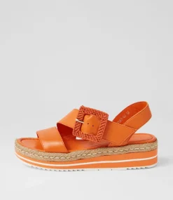 Atory Bright Orange Leather Sandals