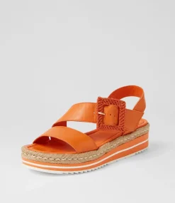 Atory Bright Orange Leather Sandals