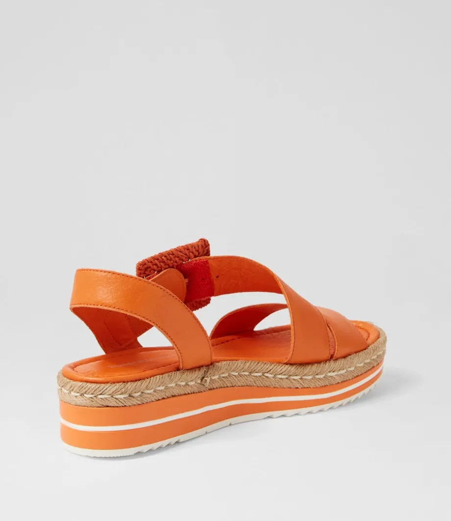 Atory Bright Orange Leather Sandals