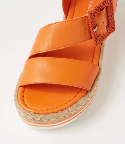 Atory Bright Orange Leather Sandals