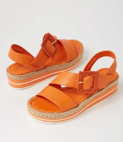 Atory Bright Orange Leather Sandals